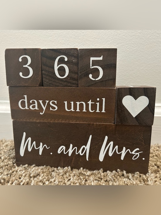 J & A Homes Other - Mr. and Mrs. Wedding Countdown Blocks - Brown and White